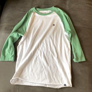 Hurley green and white baseball t